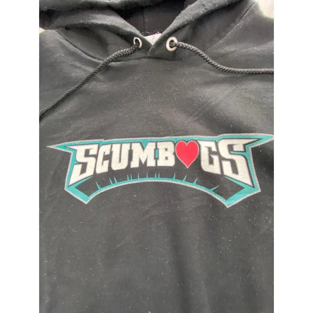 Champion Men's L Black Hoodie Scumbags Graphic Pullover Sweatshirt 50 Cotton